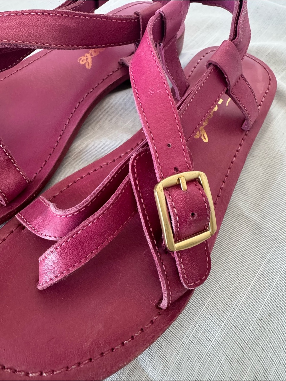 Free People Raspberry Suede Strappy Sandals Size 6 - Picture 4 of 9